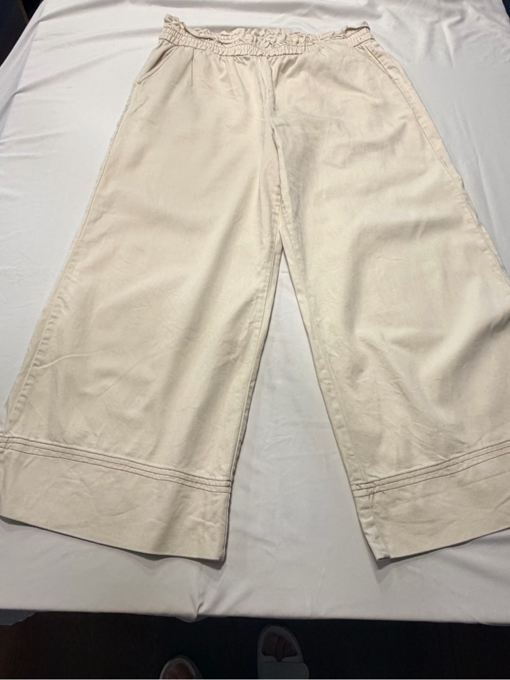 Kensie Jeans Beige Paperbag Waist Wide Leg Crop Pants Size XL